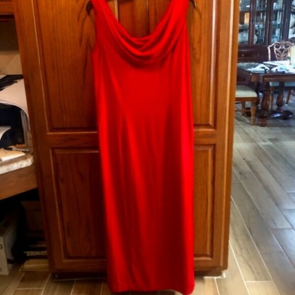 Red Silk Cowl Neck Maxi dress - Picture 1 of 3